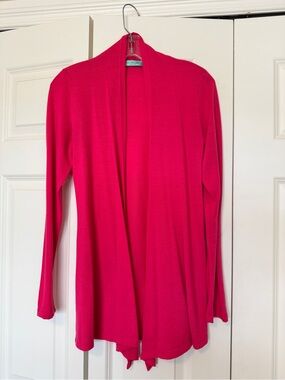 Chris & Carol Bright Pink Open-Front Women's Sweater Cardigan